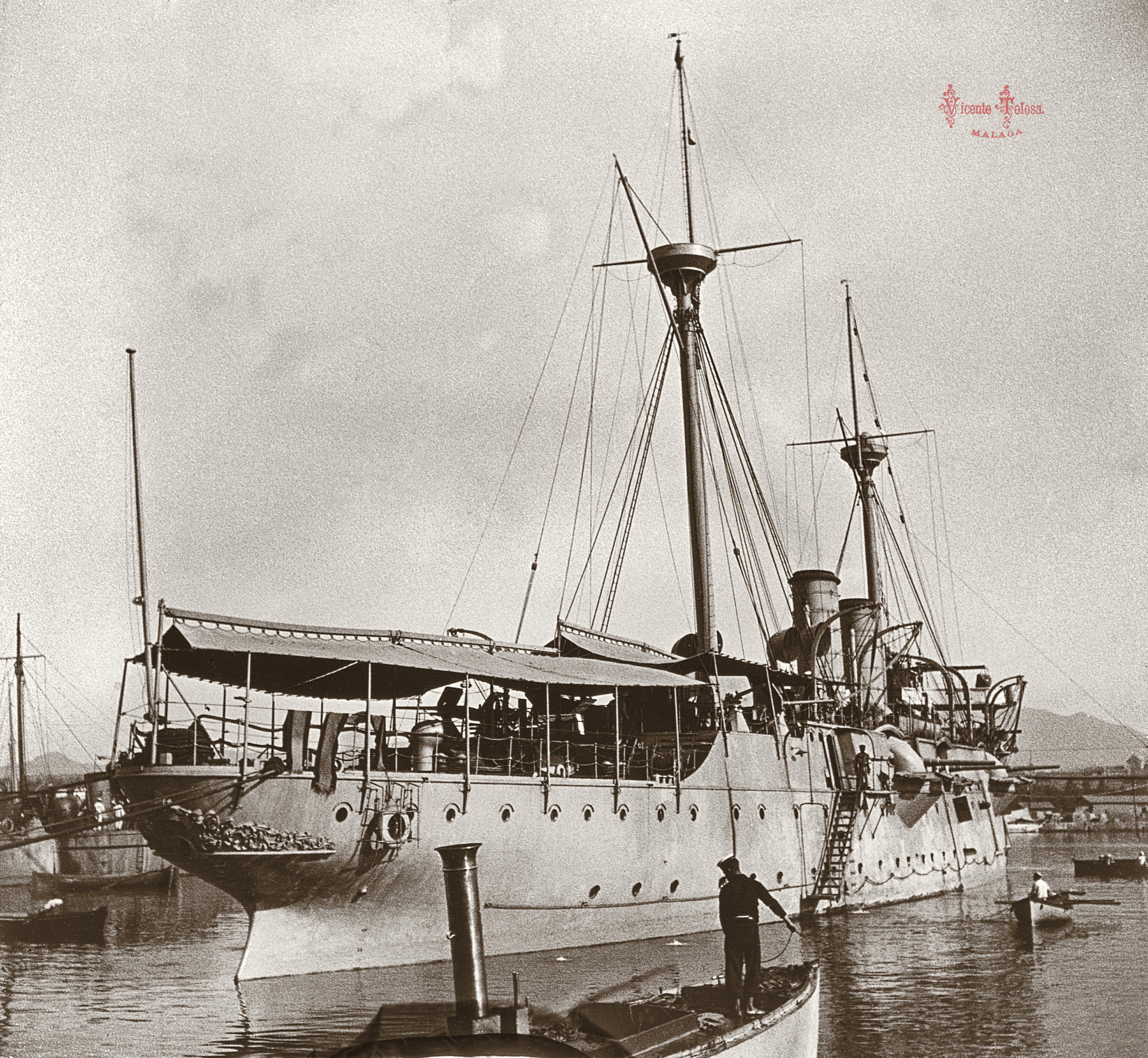 Malaga: Crucero español "Lepanto". 1905