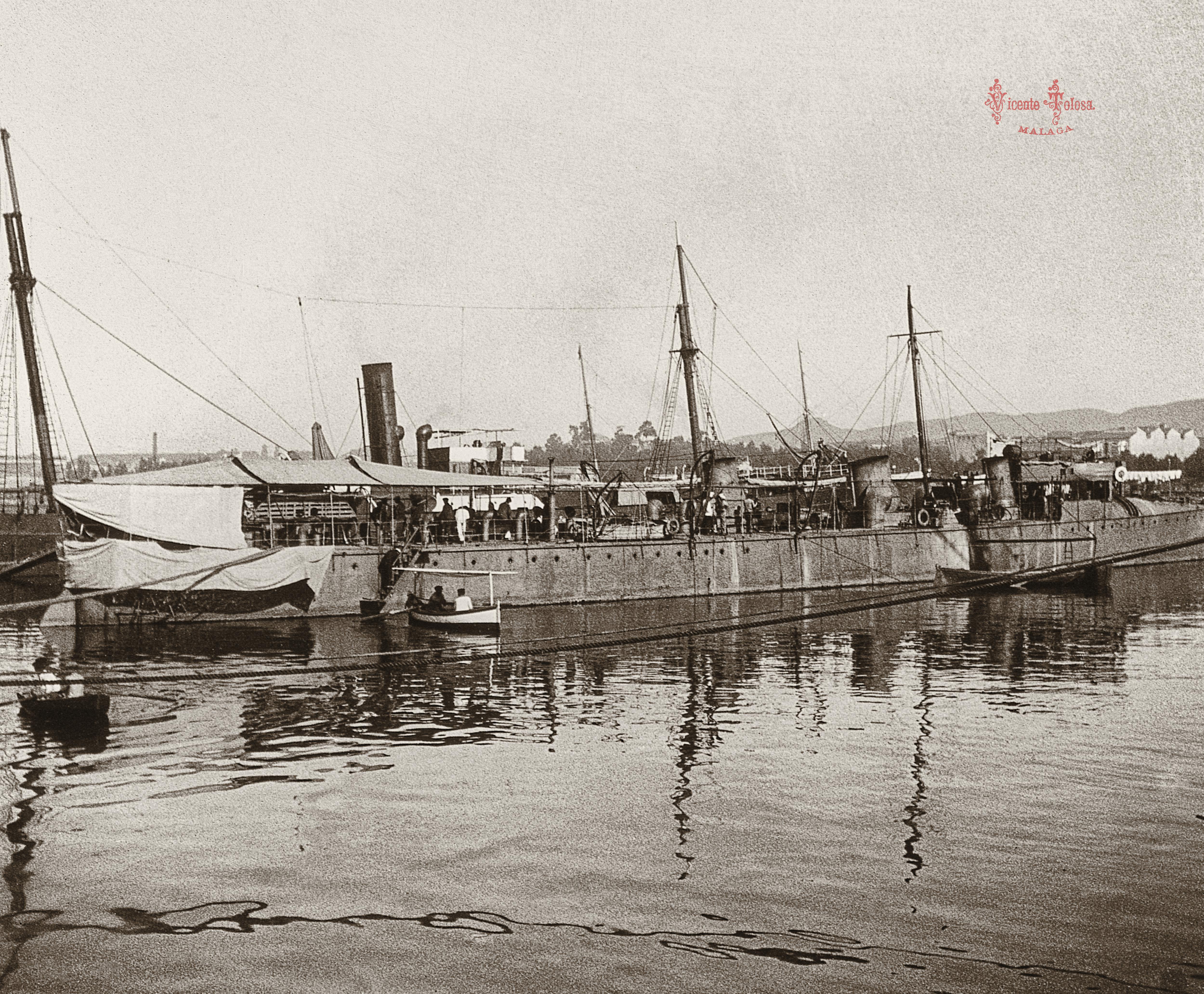 Malaga: Caza-torpedero español "Osado". 1905