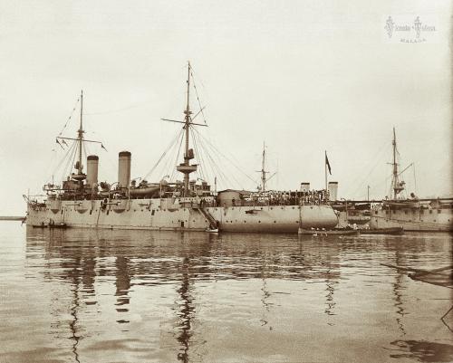 Malaga: Crucero "Princesa de Asturias". 1906. (positivo en vidrio)