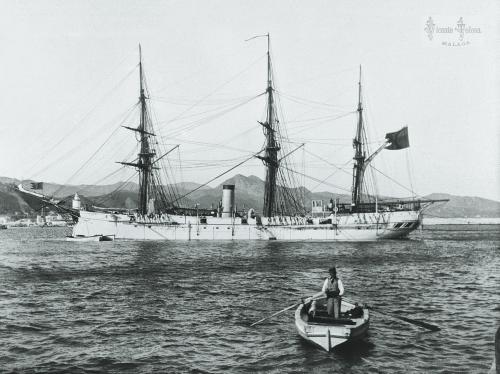 Malaga: Corbeta noruega "Saga". 1906. (positivo en vidrio)