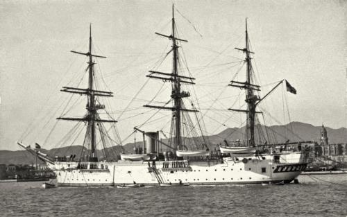 Malaga: Fragata alemana "Stein". 1908.  (copia en papel)