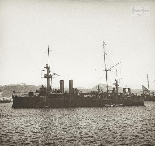 Malaga: Crucero ruso. 1908. (positivo en vidrio)