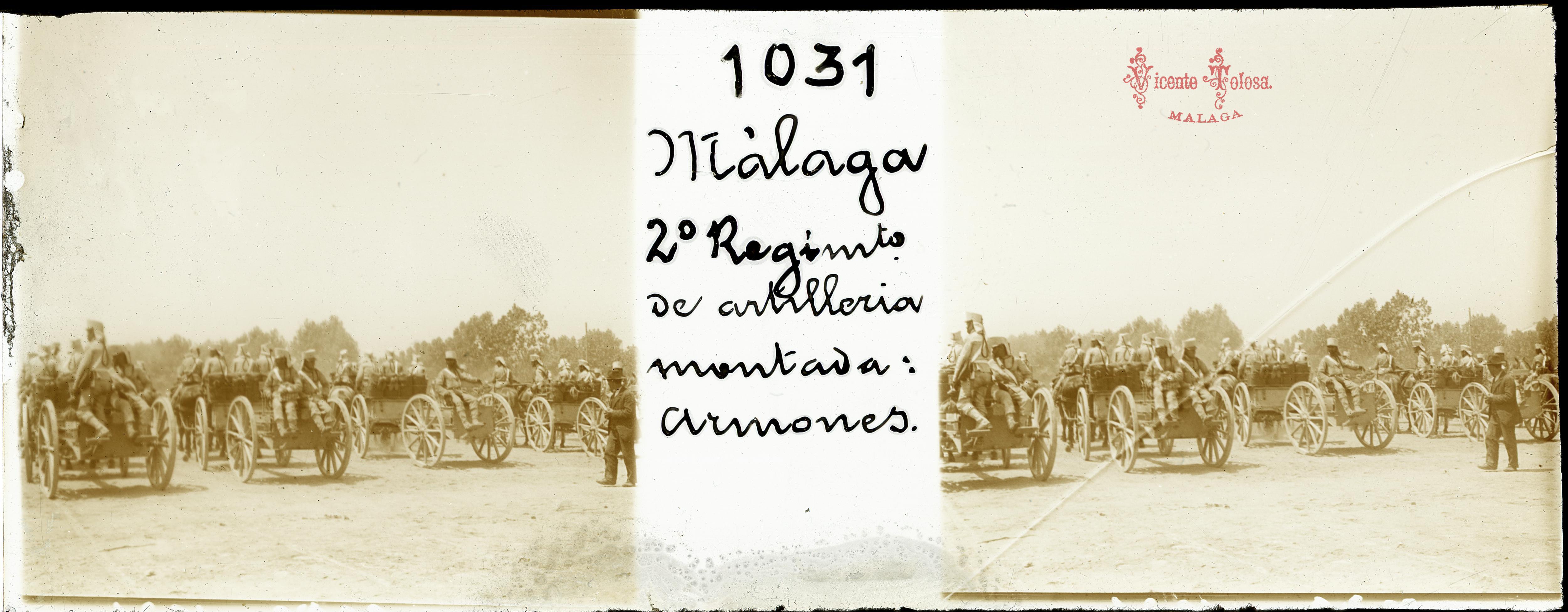 Malaga: 2 Regimiento de artilleria de montaña: Armones. 1909