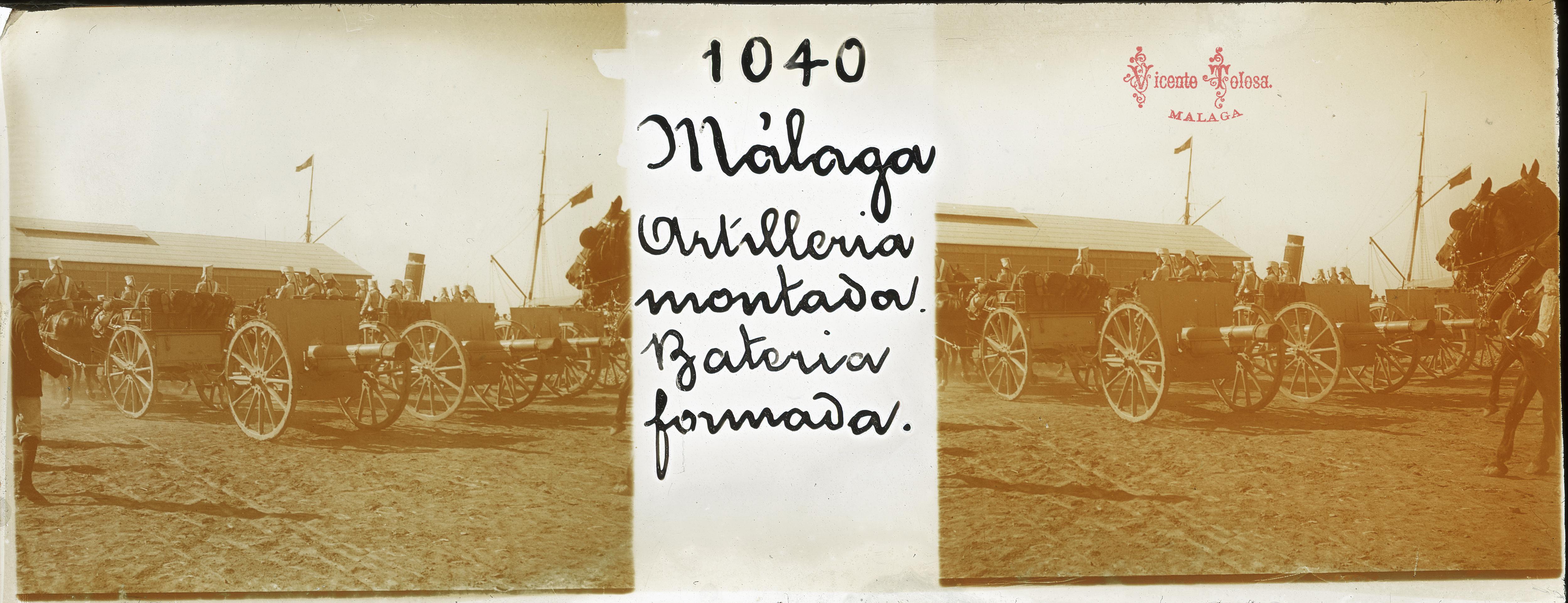 Malaga: Artilleria montada. Bateria formada. 1909
