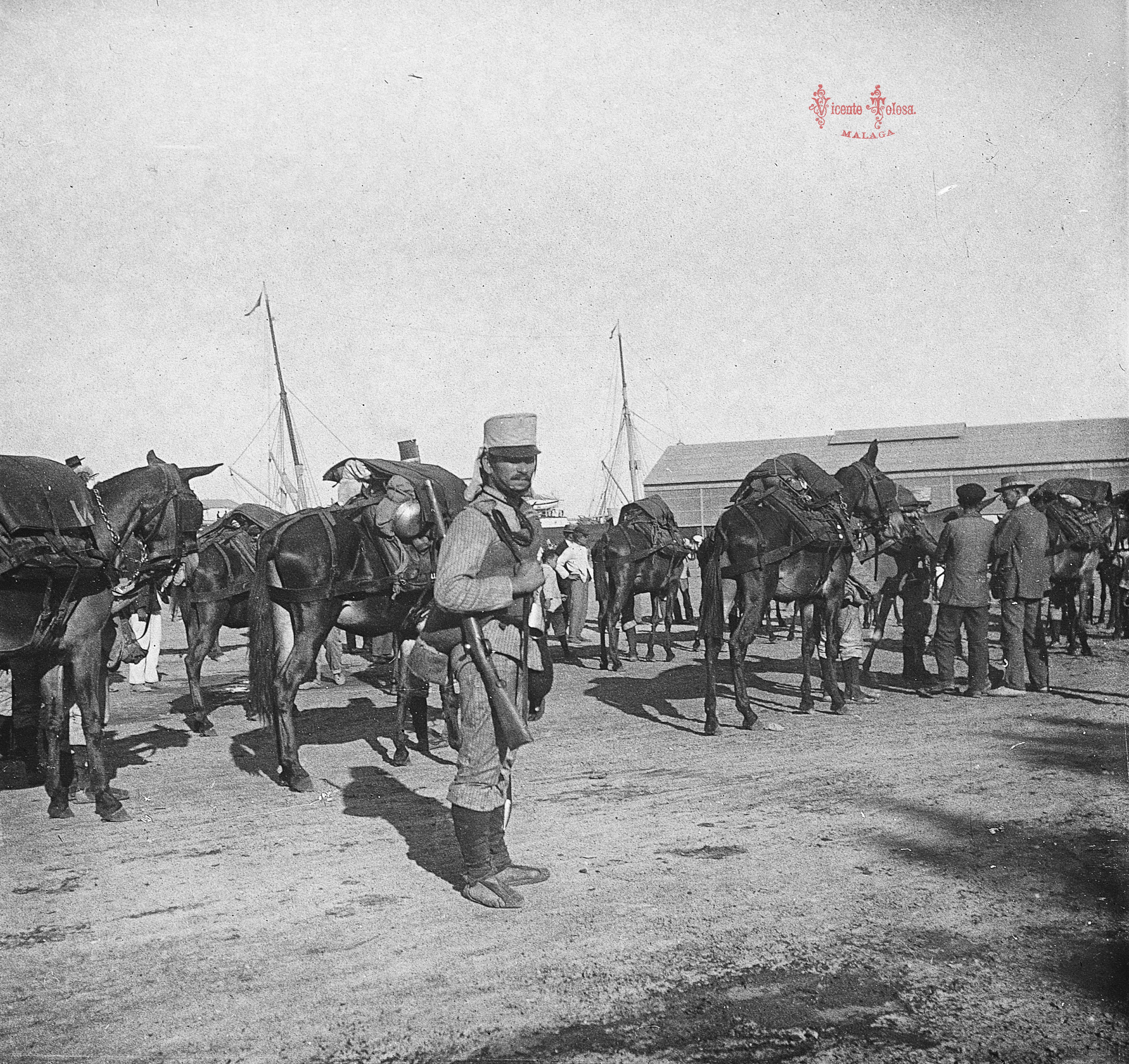 Malaga: Convoy de la Administracion Militar. 1909