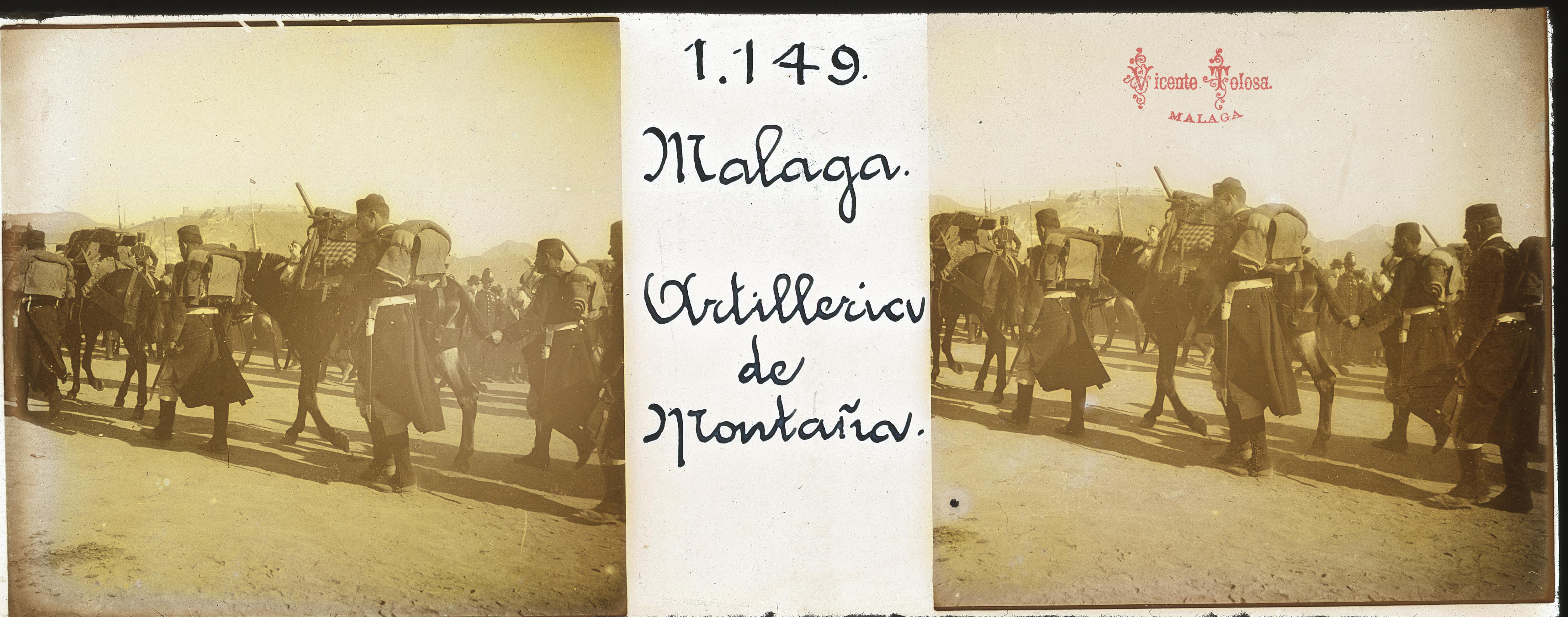 Malaga: El regreso de Melilla de Artillería de montaña 1910