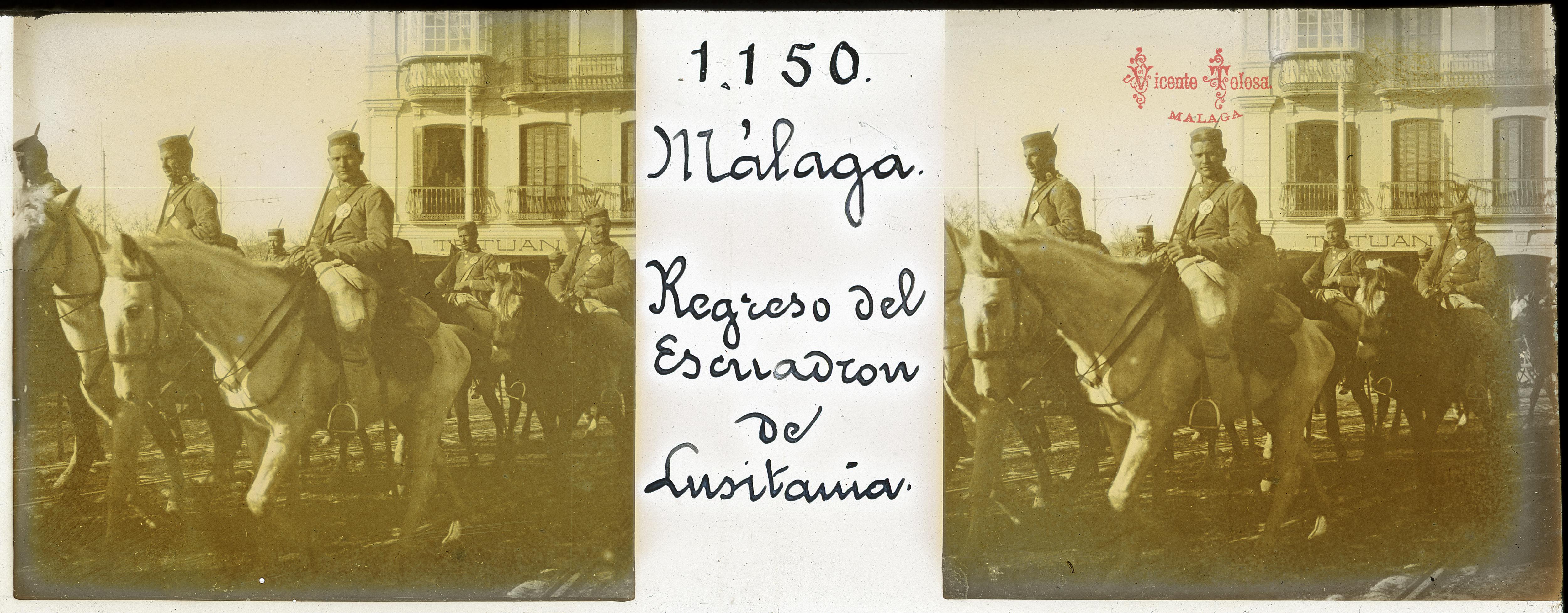 Malaga: Regreso del Escuadrón de Lusitania. 1910