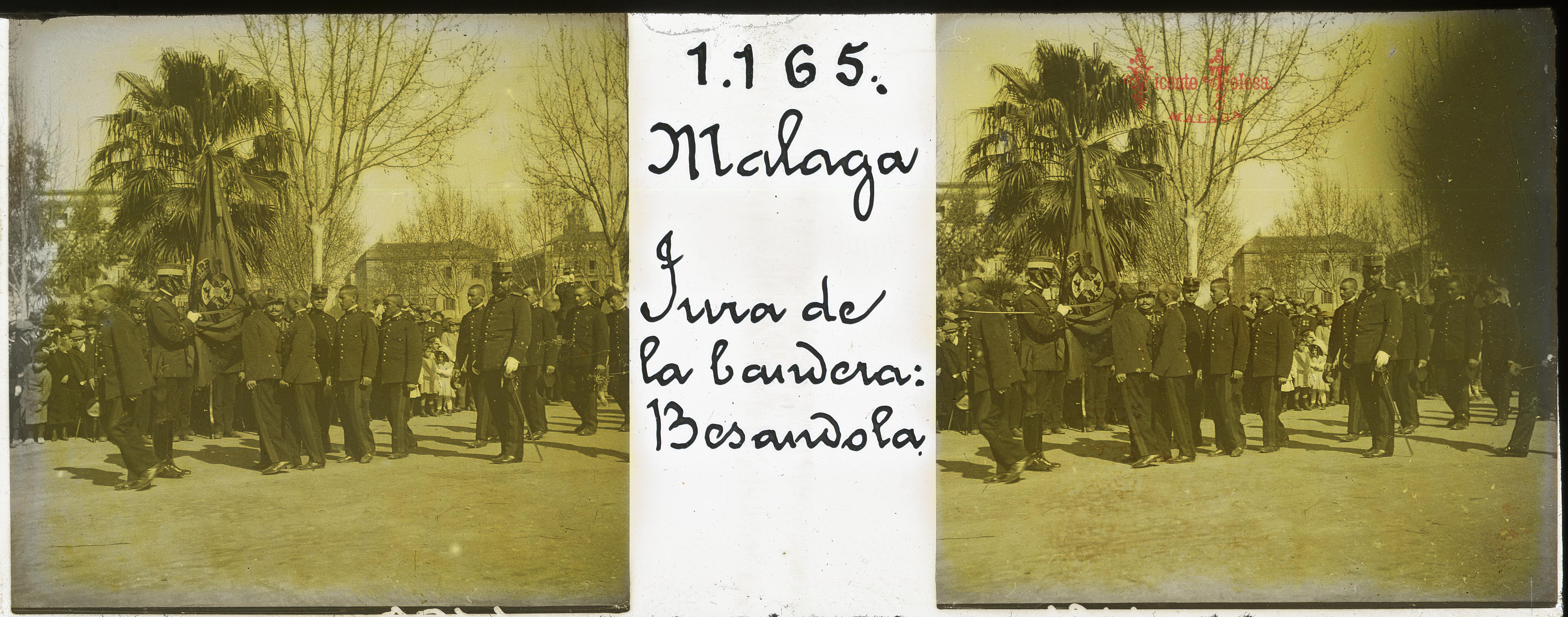 Malaga: Jura de la bandera: Besándola. 1910