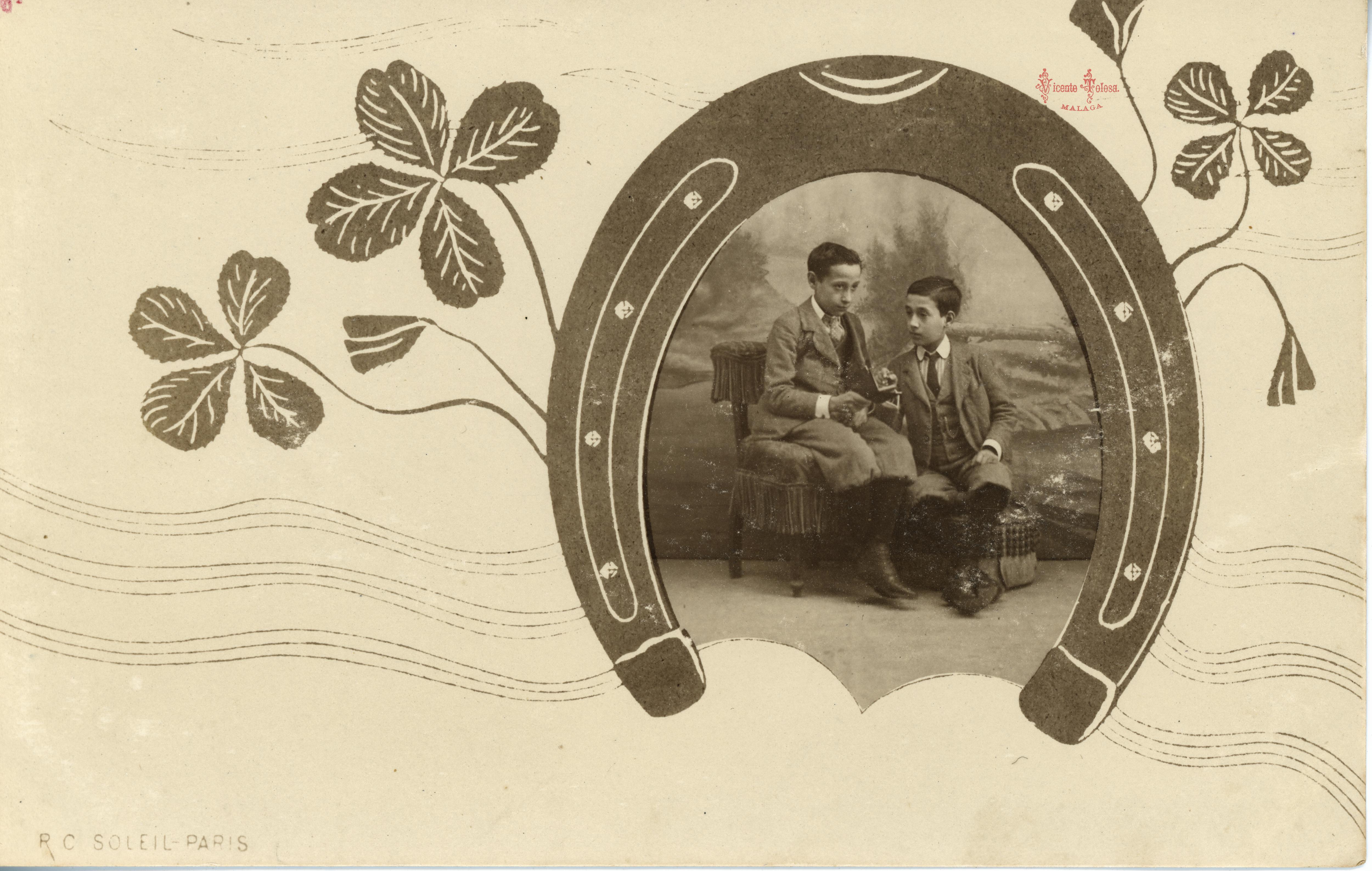 Postal hecha usando un retrato de sus sobrinos. (antes de 1900)