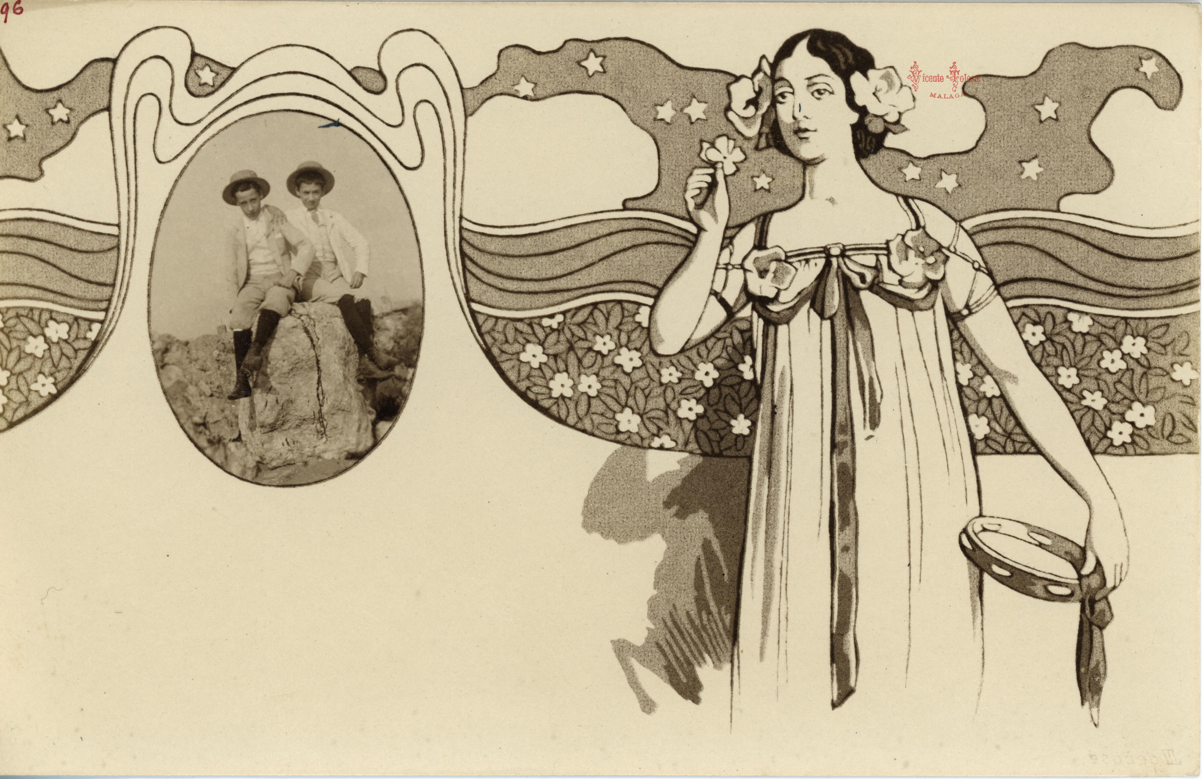 Postal hecha usando un retrato de sus sobrinos. (antes de 1900)