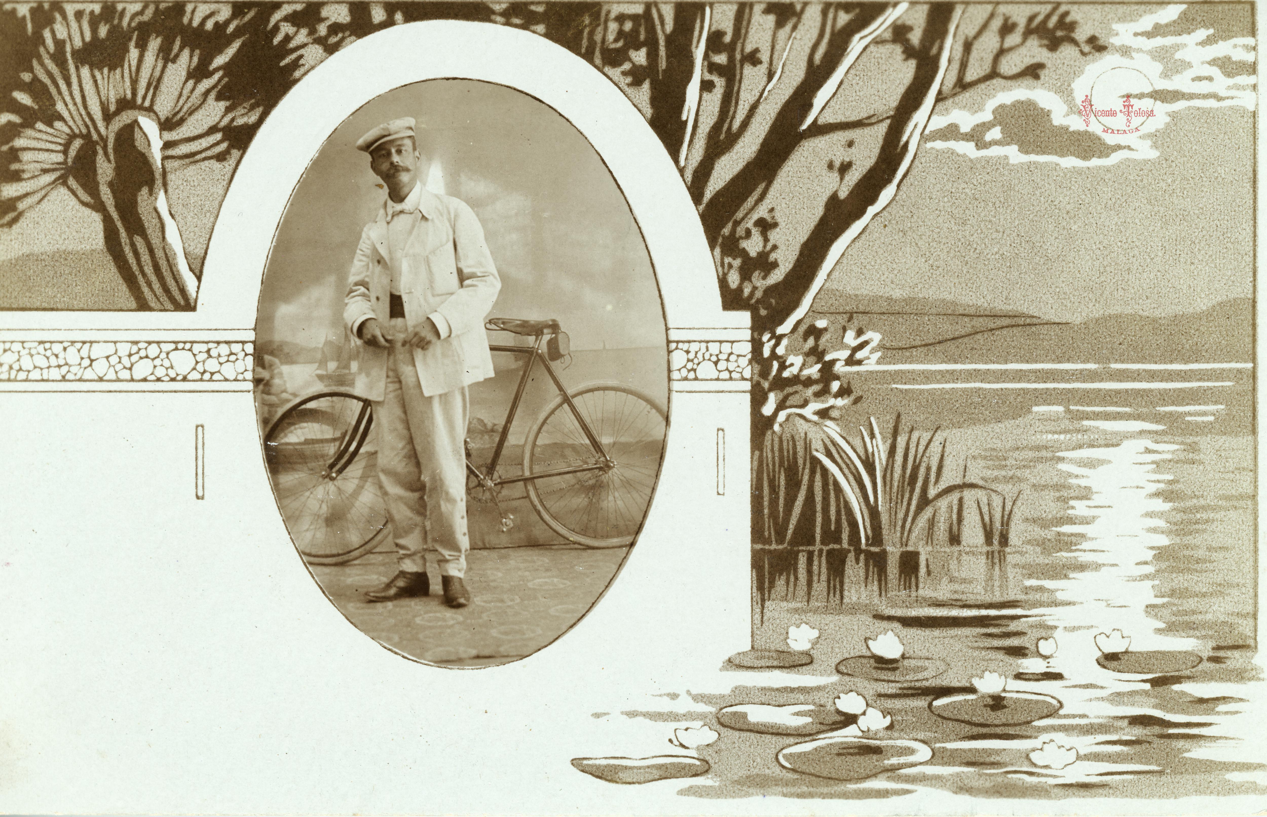 Postal hecha usando un autorretrato (anterior a 1900)