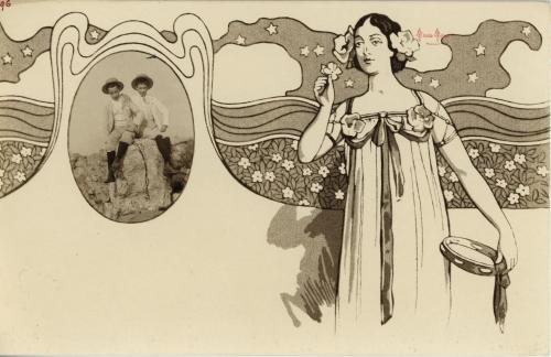 Postal hecha usando un retrato de sus sobrinos. (antes de 1900)