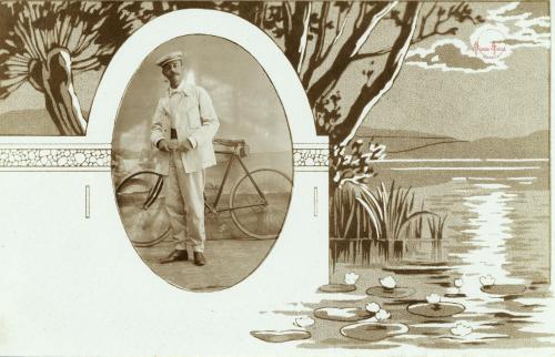 Postal hecha usando un autorretrato (anterior a 1900)